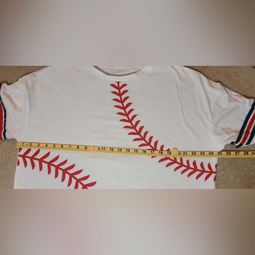 💵NEW💵White Baseball Stitch T-Shirt size XL ⚾️ - Picture 5 of 8